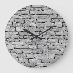 Grijze stenen muur, abstracte achtergrond. grote klok