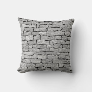 Grijze stenen muur, abstracte achtergrond. kussen