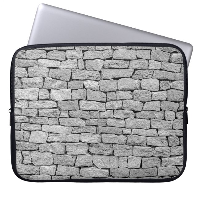 Grijze stenen muur, abstracte achtergrond. laptop sleeve (Voorkant)