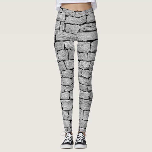 Grijze stenen muur, abstracte achtergrond. leggings (Voorkant)