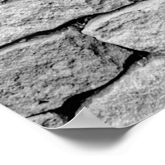 Grijze stenen muur, abstracte achtergrond. poster (Hoek)