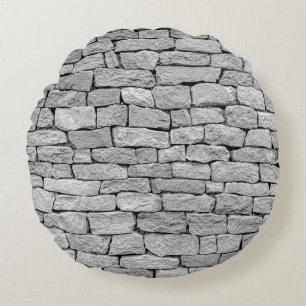 Grijze stenen muur, abstracte achtergrond. rond kussen