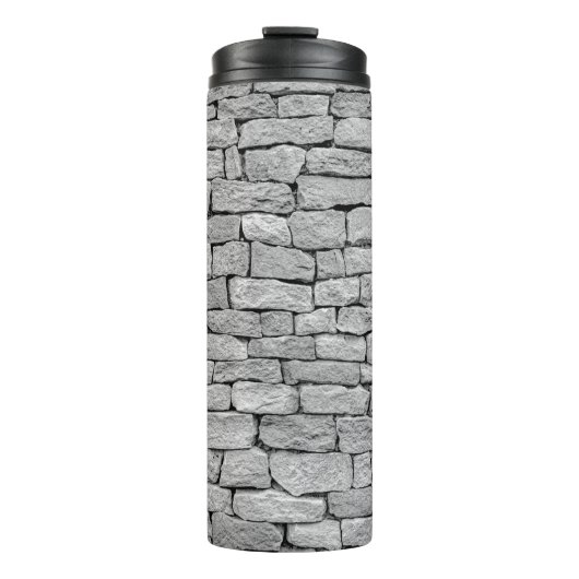 Grijze stenen muur, abstracte achtergrond. thermosbeker (Voorkant)