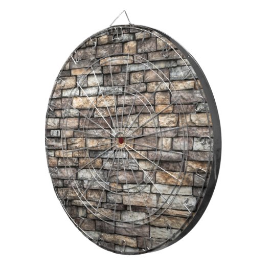 Grijze stenen muur dartbord (Voorkant Rechts)