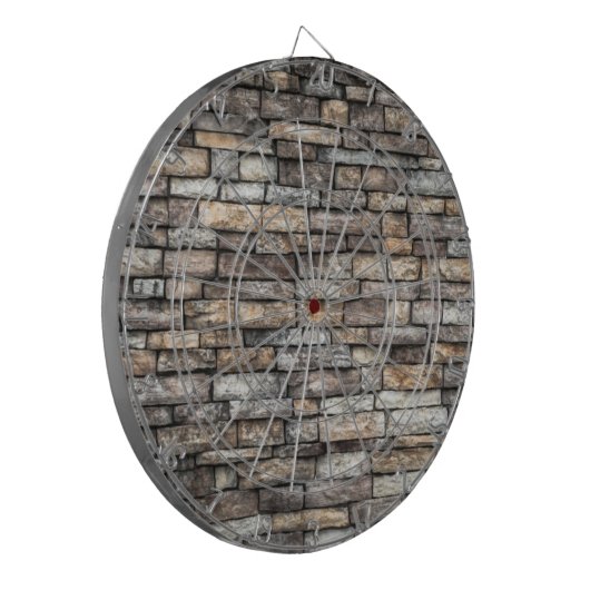 Grijze stenen muur dartbord (Voorkant Links)