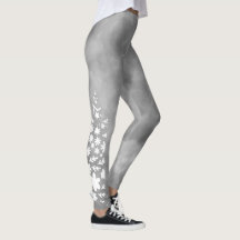 Grijze Ster en Bloem Leggings - Chic Esthetisch Ca