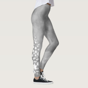 Grijze Ster en Bloem Leggings - Chic Esthetisch Ca