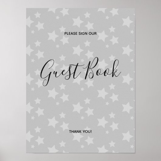 Grijze sterren Modern ontwerp Boek Handtekening Po Poster (Voorkant)