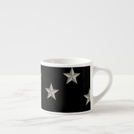 Grijze sterren patroon op zwart espresso kop