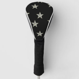 Grijze sterren patroon op zwart golfheadcover