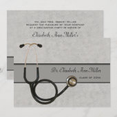 Grijze Stethoscoop - Graduation Party uitnodiging (Voorkant / Achterkant)