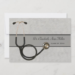 Grijze Stethoscoop - Graduation Party uitnodiging