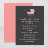 Grijze  stijl Baby shower Paar Kaart (Voorkant / Achterkant)