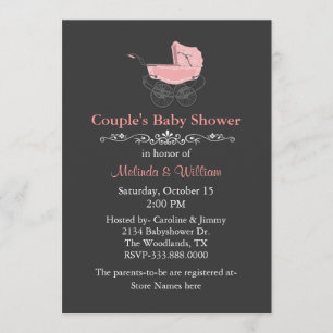 Grijze  stijl Baby shower Paar Kaart
