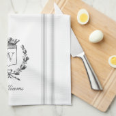 Grijze  stijl Franse zak met aangepaste naam Theedoek (Quarter Fold)