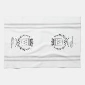 Grijze  stijl Franse zak met aangepaste naam Theedoek (Horizontaal)