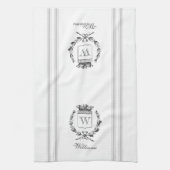 Grijze  stijl Franse zak met aangepaste naam Theedoek (Verticaal)