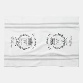 Grijze  stijl Franse zak met aangepaste naam Theedoek