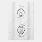 Grijze stijl Franse zak met aangepaste naam Theedoek (Verticaal)