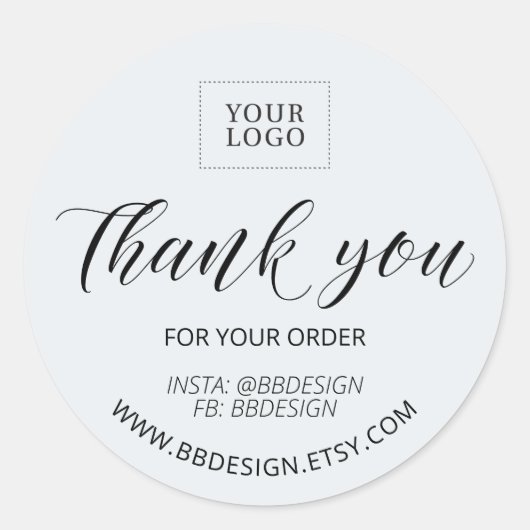 Grijze, stijlvolle kleine bedrijven Dank u sticker (Voorkant)