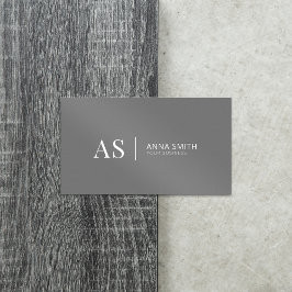 Grijze stijlvolle monogram Modern Visitekaartje