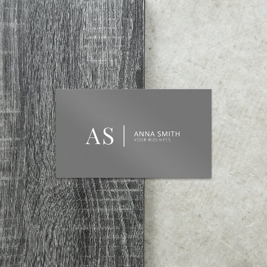 Grijze stijlvolle monogram Modern Visitekaartje