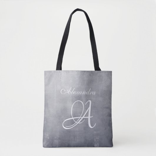 Grijze stijlvolle rustieke monogram tote bag (Voorkant)