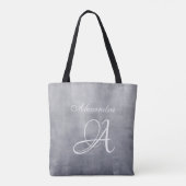 Grijze stijlvolle rustieke monogram tote bag (Achterkant)