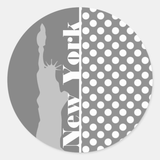 Grijze stippen; New York Ronde Sticker (Voorkant)