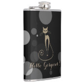 Grijze Stippen op zwarte achtergrond,Cat,Hallo pra Heupfles (Rechts)