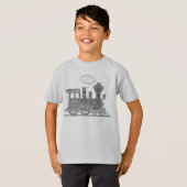 Grijze stoomlocomotief "jouw naam" kinder t-shirt (Voorkant volledig)