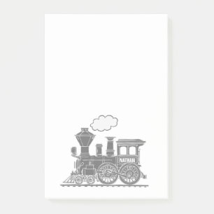 Grijze stoomtrein genaamd grafische post-it-notiti post-it® notes