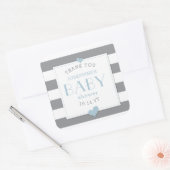 Grijze streep Baby shower Dank je Vierkante Sticker (Envelop)