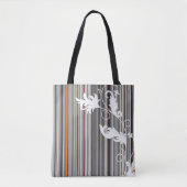 Grijze streep en bloemenontwerp tote bag (Voorkant)
