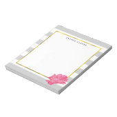 Grijze streep en roze pony Gepersonaliseerd Notiti Notitieblok (Linkerzijde)