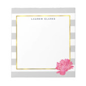 Grijze streep en roze pony Gepersonaliseerd Notiti Notitieblok (Voorkant)