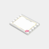 Grijze streep en roze pony post-it® notes (Schuin)