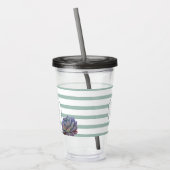 Grijze Streep en Succulent Monogrammed Gepersonali Acryl Drinkbeker (Links)
