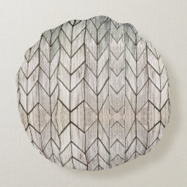 Grijze streep  Geometric Black en White Rond Kussen