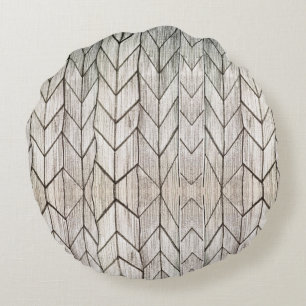 Grijze streep  Geometric Black en White Rond Kussen