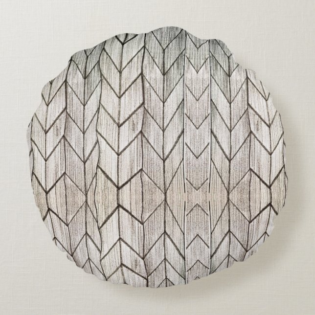 Grijze streep  Geometric Black en White Rond Kussen (Achterkant)