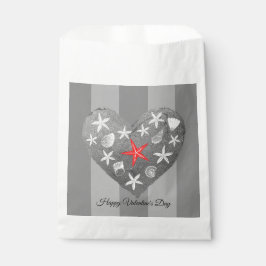 Grijze streep Kustthema Seashell Starfish Heart Bedankzakje
