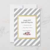 Grijze streep met gouden glitter florale rsvp kaar (Achterkant)