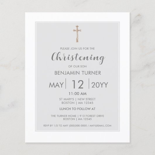 Grijze streep | Uitnodiging doopbudget (Voorkant)