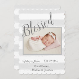 Grijze streep voor het zoete pasgeboren fotoscript aankondiging