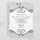 Grijze streep wervelen foto bruiloft uitnodiging (Voorkant / Achterkant)