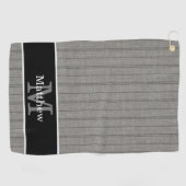 Grijze Streeppatroon Initiaal Monogram Golfhanddoek (Horizontaal)