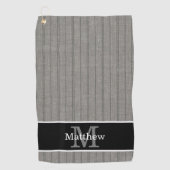 Grijze Streeppatroon Initiaal Monogram Golfhanddoek (Voorkant)