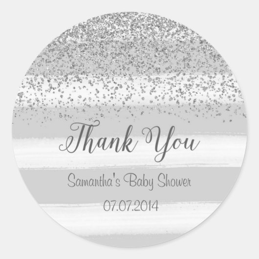 Grijze Strepen Baby showers Sticker (Voorkant)