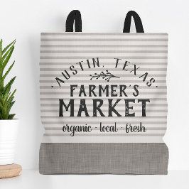 Grijze Strepen Custom Farmer's Market Tote Bag